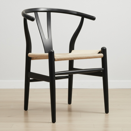 Buy Dining Chair Scandinavian Design Wooden Cord Seat - Wish Black 16432 at MyFaktory 
