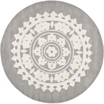 Buy Round Design Rug - Wool - 210cm - Ruma Light grey 58289 - prices