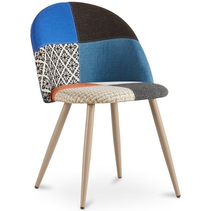 Buy Dining Chair - Upholstered in Patchwork - Scandinavian Style - Bennett  Multicolour 59936 with a guarantee
