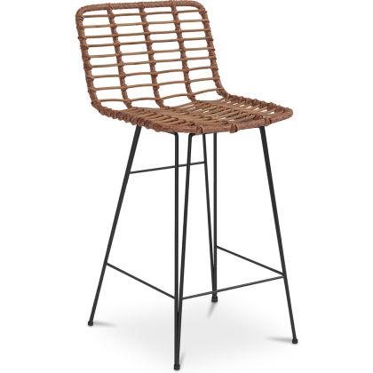 Buy Bar Stool Design Boho Bali Synthetic Wicker 75cm - Kimi Natural wood 59995 - prices