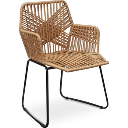 Buy Garden Dining Chair Design Boho Bali Rattan Synthetic - Zane Black 60015 in the Europe