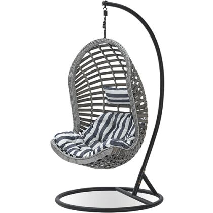 Buy Hanging Garden Chair Rattan Synthetic Design Boho Bali Egg Style - Etania Grey 60017 home delivery