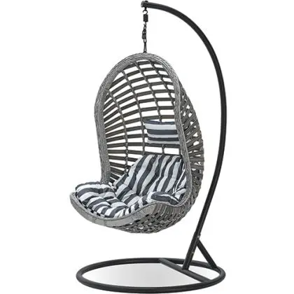 Buy Hanging Garden Chair Rattan Synthetic Design Boho Bali Egg Style - Etania Grey 60017 with a guarantee