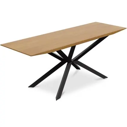 Buy Dining Table 220 cm Rectangular Industrial Design – Wood & Black Metal – 6/8 Seats – Holh Natural wood 60019 - in the EU