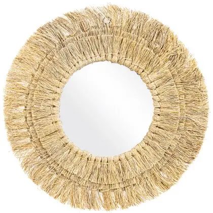 Buy Wall Mirror - Boho Bali Round Design (60 cm) - Qui Natural wood 60056 with a guarantee
