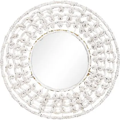 Buy Wall Mirror - Boho Bali Round Design (60 cm) - Chiua White 60060 - prices
