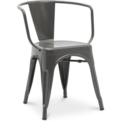 Buy Dining Chair with armrest Bistrot Metalix industrial Metal - New Edition Dark grey 60140 in the Europe