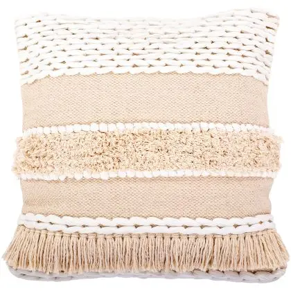 Buy Square Cotton Cushion in Boho Bali Style cover + filling - Hera White 60183 - in the EU