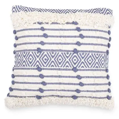 Buy Square Cotton Cushion in Boho Bali Style cover + filling - Laurie Blue 60186 at MyFaktory