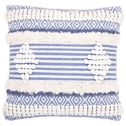 Buy Square Cotton Cushion in Boho Bali Style cover + filling - Luna Blue 60187 in the Europe