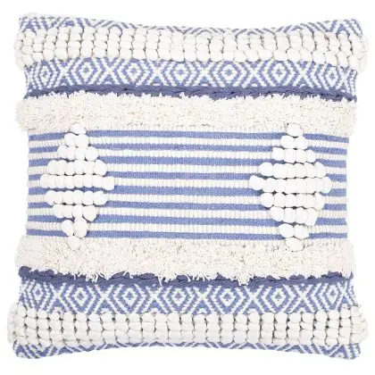 Buy Square Cotton Cushion in Boho Bali Style cover + filling - Luna Blue 60187 at MyFaktory