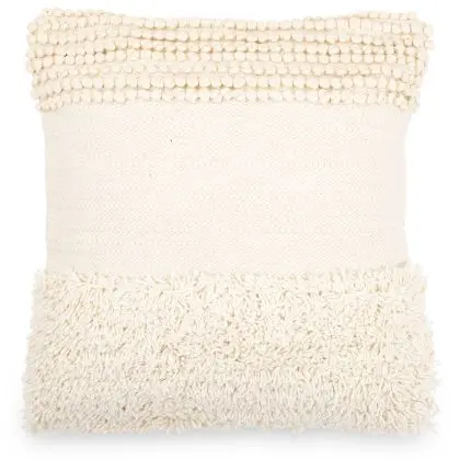 Buy Square Cushion in Boho Bali Style, Cotton & Wool cover + filling - Margaret White 60188 in the Europe