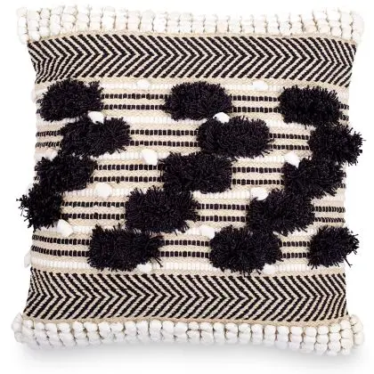 Buy Square Cotton Cushion in Boho Bali Style cover + filling - Safira Grey 60193 home delivery