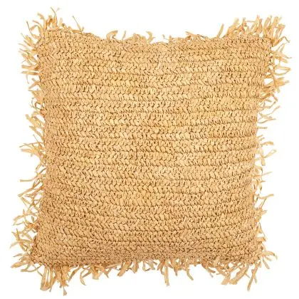 Buy Square Boho Bali Cushion, Raffia cover + filling - Alizon Natural 60197 - prices