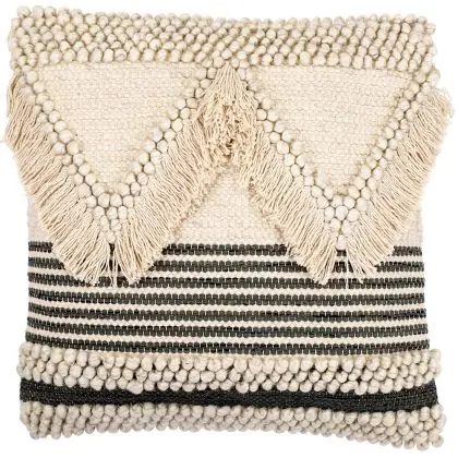 Buy Square Cushion in Boho Bali Style, Cotton & Wool cover + filling - Stara Multicolour 60206 - in the EU