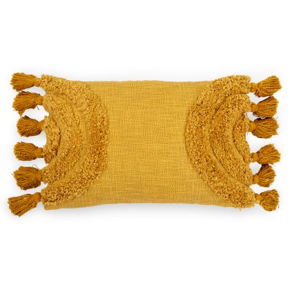 Buy Rectangular Cushion in Boho Bali Style, Cotton cover + filling - Dolly Yellow 60218 home delivery