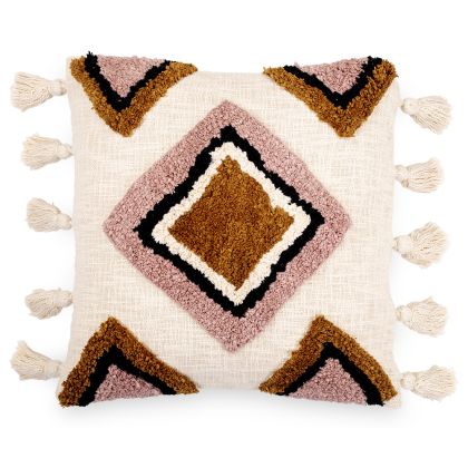 Buy Square Cotton Cushion in Boho Bali Style cover + filling - Eloise Multicolour 60221 - in the EU