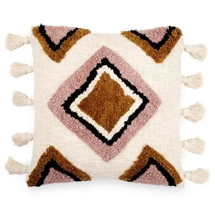 Buy Square Cotton Cushion in Boho Bali Style cover + filling - Eloise Multicolour 60221 home delivery