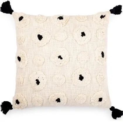 Buy Square Cotton Cushion in Boho Bali Style cover + filling - Clara Black 60223 with a guarantee