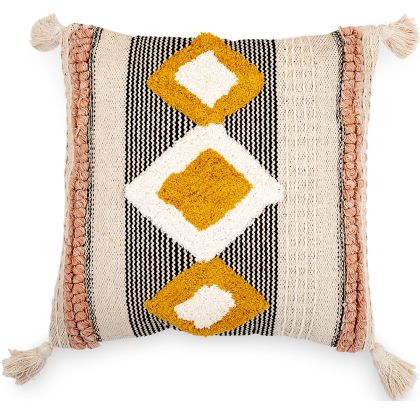 Buy Square Cotton Cushion in Boho Bali Style cover + filling - Lucy Multicolour 60225 at MyFaktory