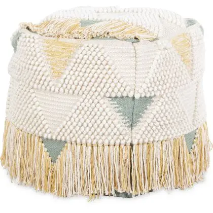 Buy Pouffe Boho Bali , Square in Cotton and wool- Janet Bali Multicolour 60248 home delivery