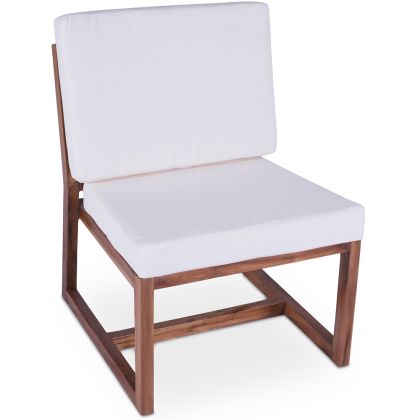Buy Garden Armchair in Boho Bali Design, Wood and Canvas - Bayen White 60299 - in the EU