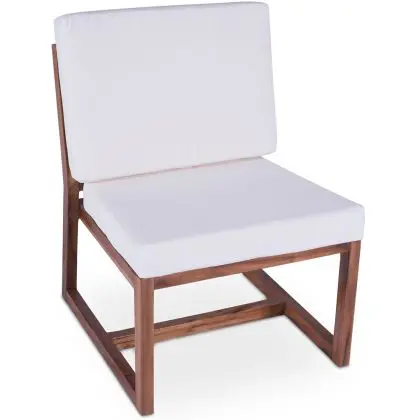 Buy Garden Armchair in Boho Bali Design, Wood and Canvas - Bayen White 60299 - in the EU