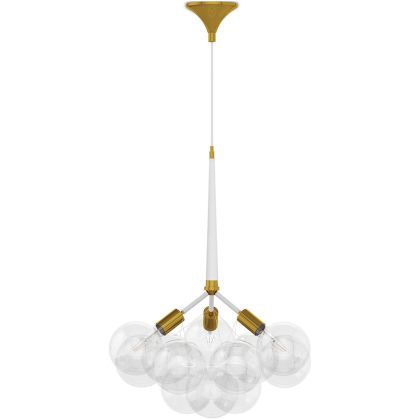 Buy Pendant lamp, globe chandelier in modern design, 9 glass globes - Plaus White 60405 at MyFaktory