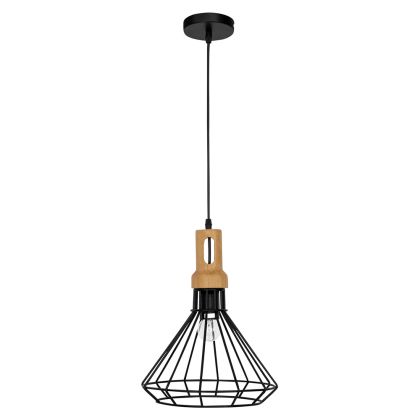 Buy Black metal and wood ceiling lamp - Fenris Black 59162 with a guarantee