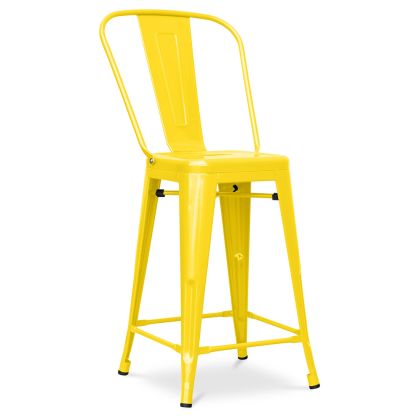 Buy Bistrot Metalix square bar stool with backrest - 60cm Yellow 58410 home delivery