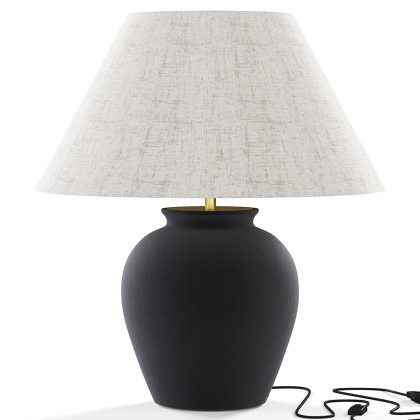 Buy Vintage Table Lamp - Ceramic Base and Fabric Shade - Goldina Black 61737 with a guarantee