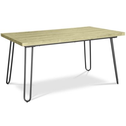 Buy 150x90 Holly Industrial dining table with Hairpin legs - Wood and metal Natural wood 59465 - in the EU