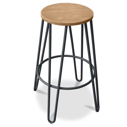 Buy Hairpin Bar Stool 66cm - Light wood and metal Dark grey 59500 - in the EU