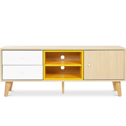 Buy Wooden TV Stand - Scandinavian Design - Erica  Yellow 59657 home delivery