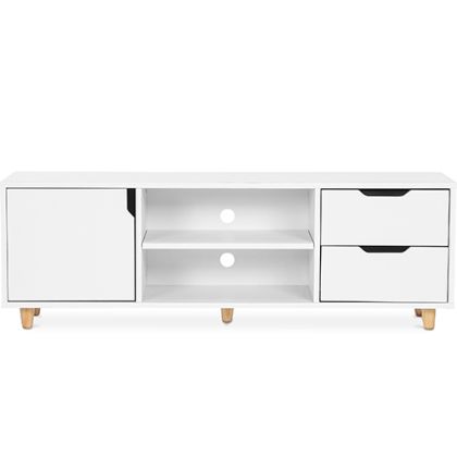 Buy Wooden TV Stand - Scandinavian Design - Wiam White 59663 with a guarantee