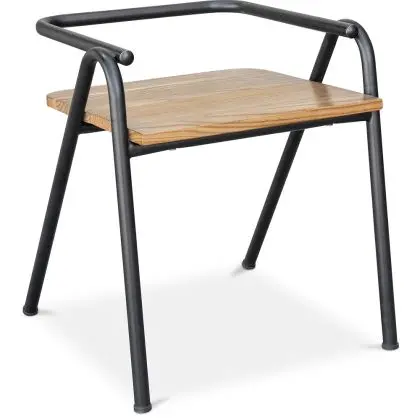 Buy Industrial Style Dining Chair Alameda - Metal and Wood Black 59688 - prices