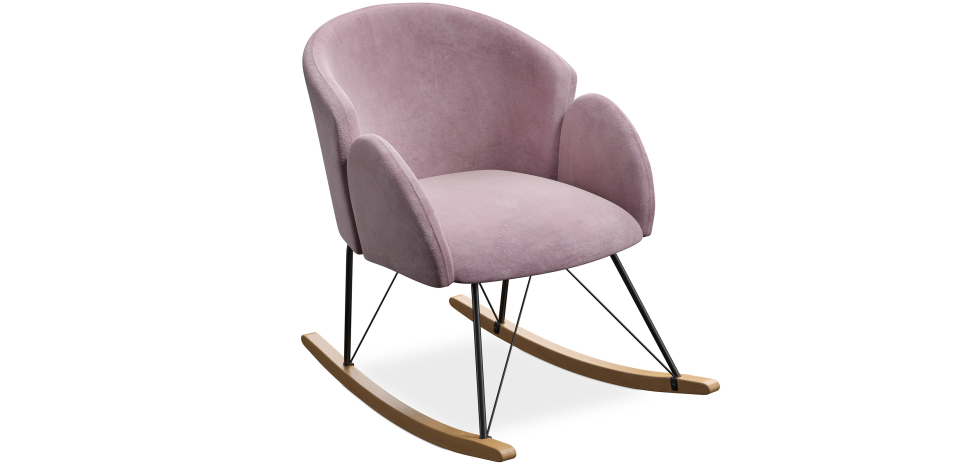  Buy Rocking armchair upholstered in velvet - Frida  Light Pink 60082 - in the EU