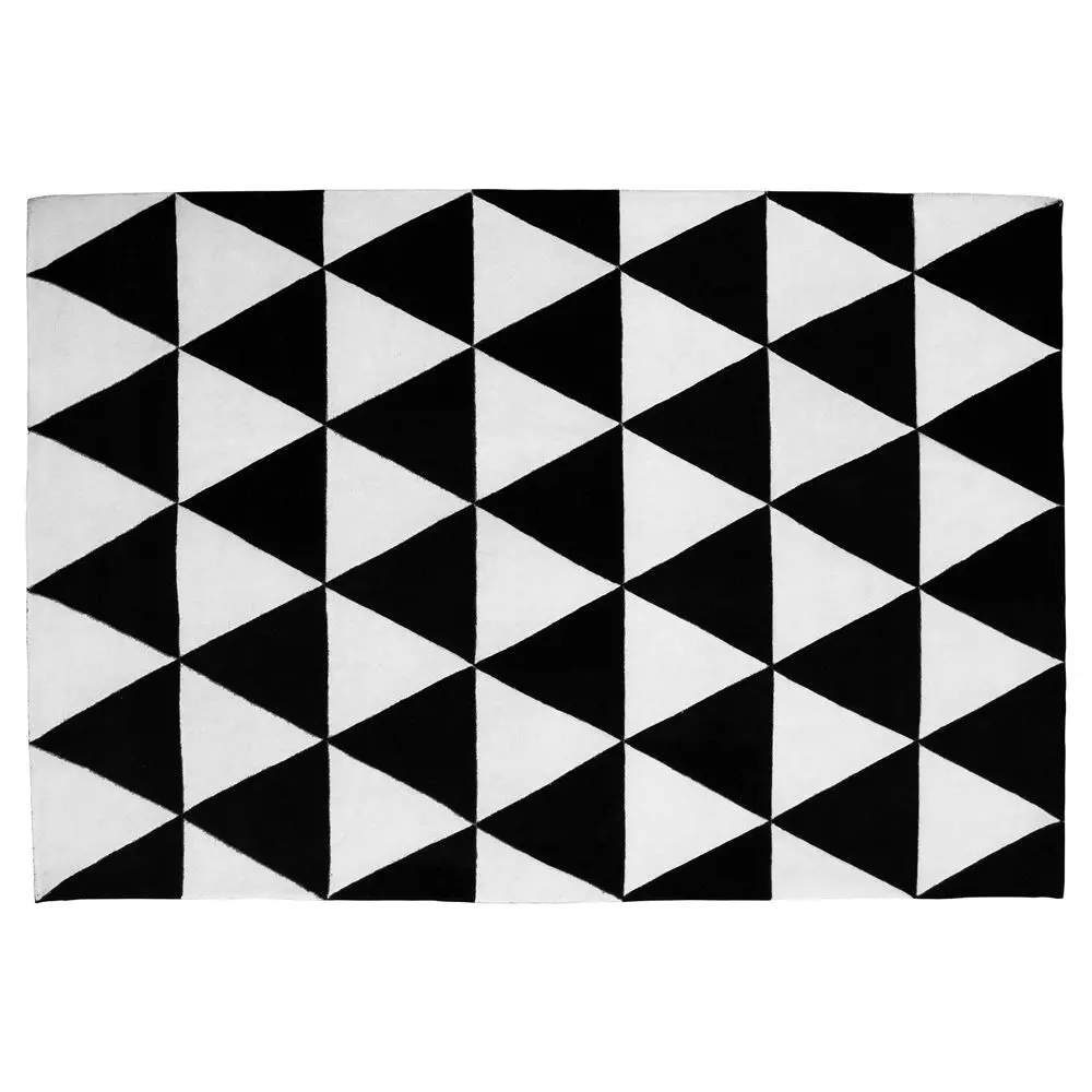  Buy Triangles Design Rug - Wool - Trya White / Black 58452 - in the EU