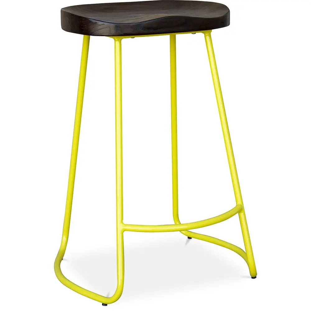  Buy Industrial Bar Stool 66 cm Aiyana - Dark wood and metal Yellow 59584 - in the EU