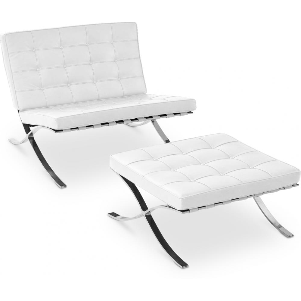  Buy City Armchair with Matching Ottoman - Faux Leather White 13183 - in the EU