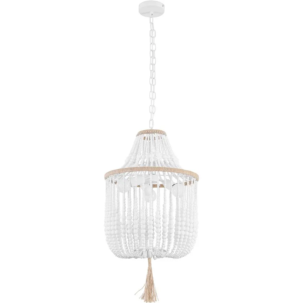  Buy Wooden Bead Chandelier Lamp White 59829 - in the EU