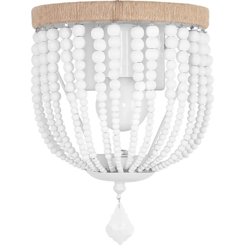  Buy Boho Bali Style Wood and Beads Wall Lamp White 59831 - in the EU