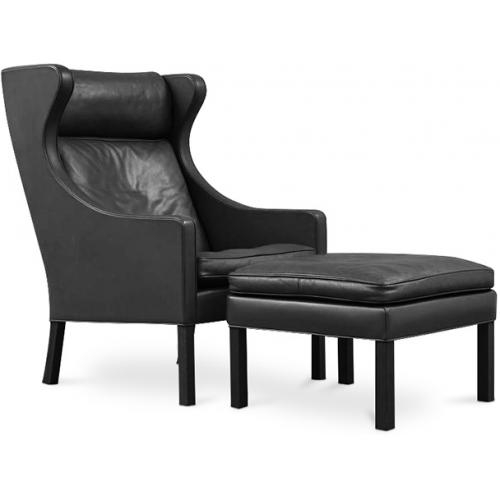  Buy 2204 Armchair with Matching Ottoman - Premium Leather Black 15450 - in the EU