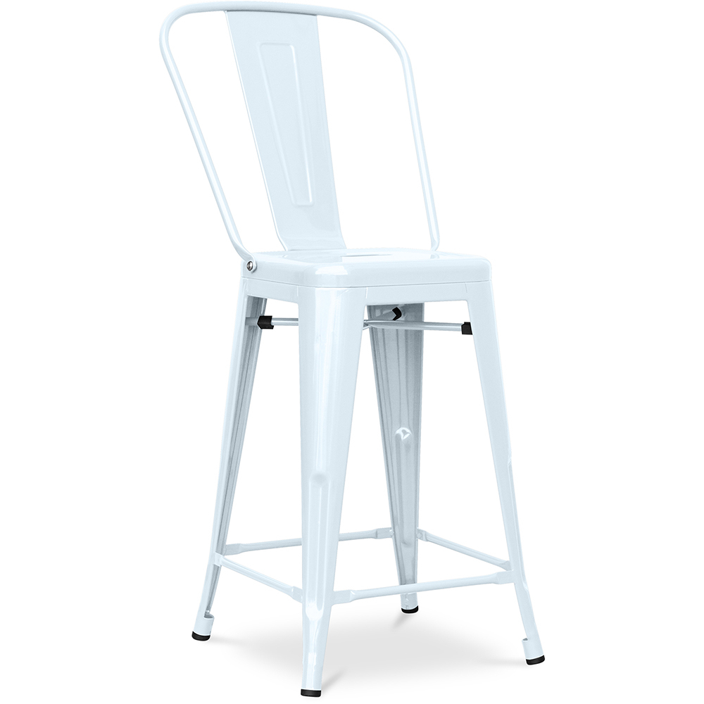  Buy Bistrot Metalix square bar stool with backrest - 60cm Grey blue 58410 - in the EU