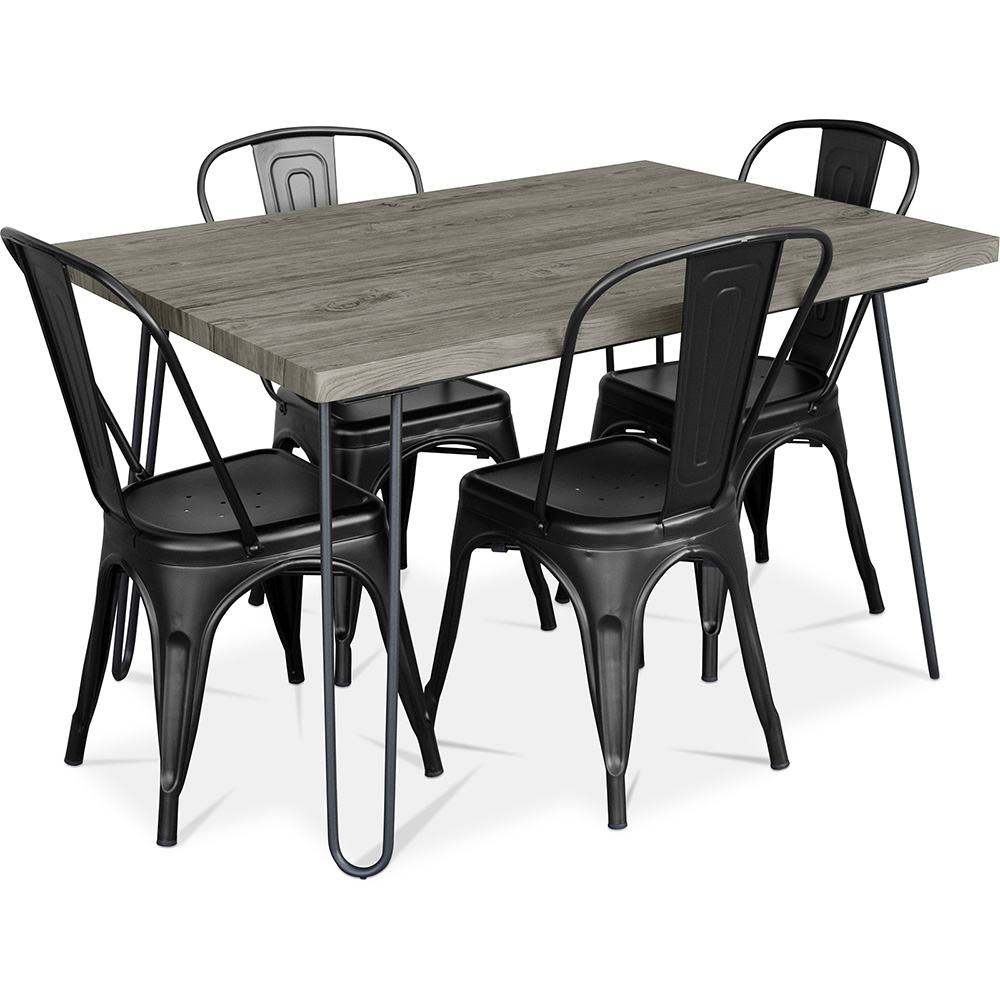  Buy Grey Hairpin 120x90 Dining Table + X4 Bistrot Metalix Chair Black 59923 - in the EU