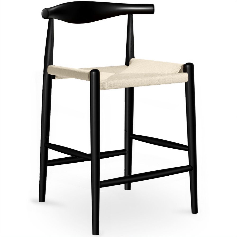  Buy Rope Design Bar Stool Boho Bali - 65cm - Wood Black 59882 - in the EU