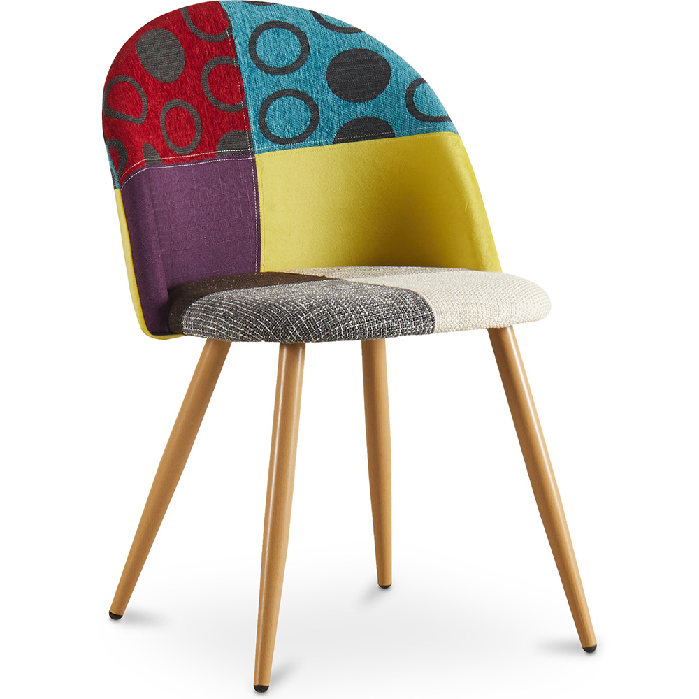  Buy Dining Chair Accent Patchwork Upholstered Scandi Retro Design Wooden Legs - Bennett Jay Multicolour 59935 - in the EU