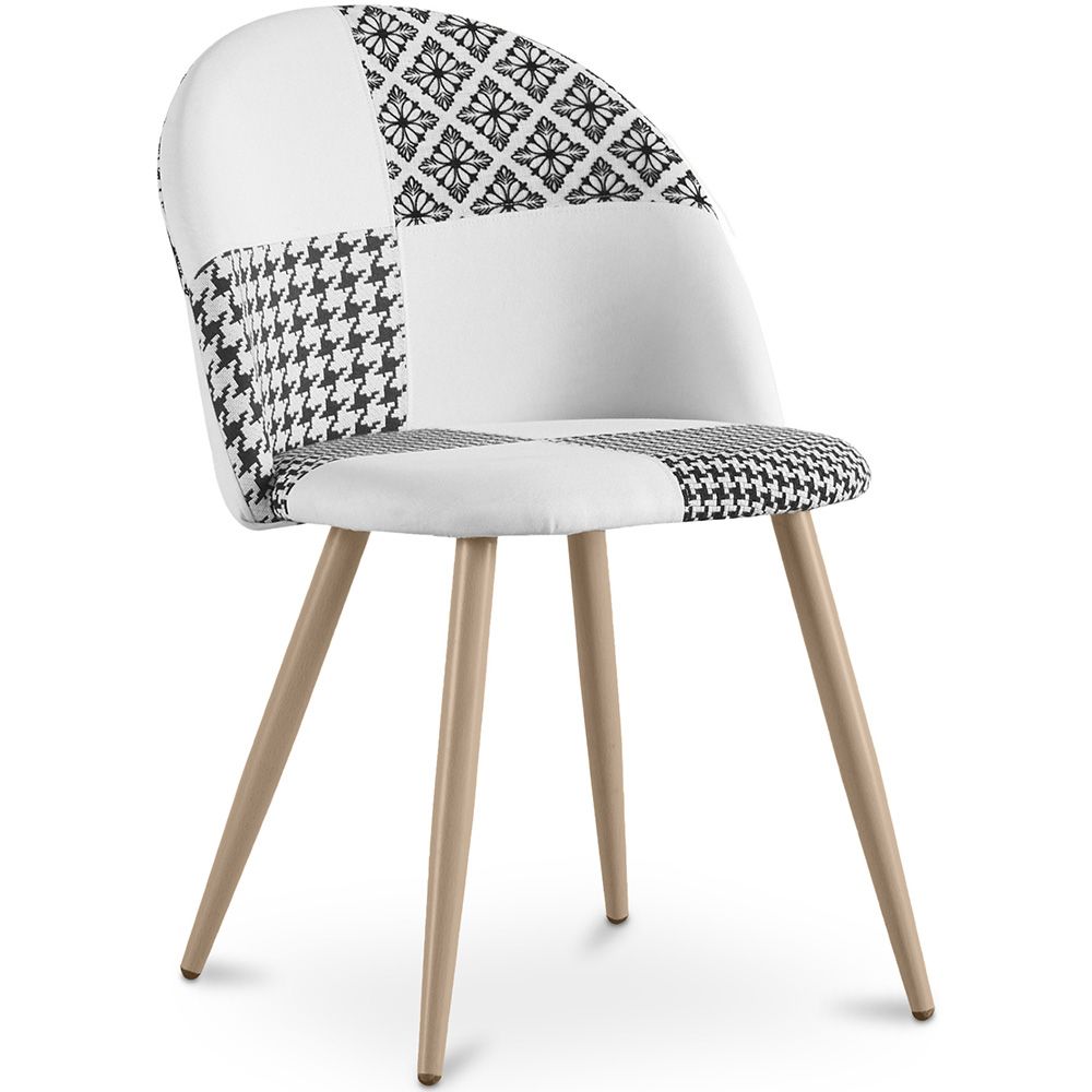  Buy Dining Chair - Upholstered in Black and White Patchwork - Bennett White / Black 59937 - in the EU