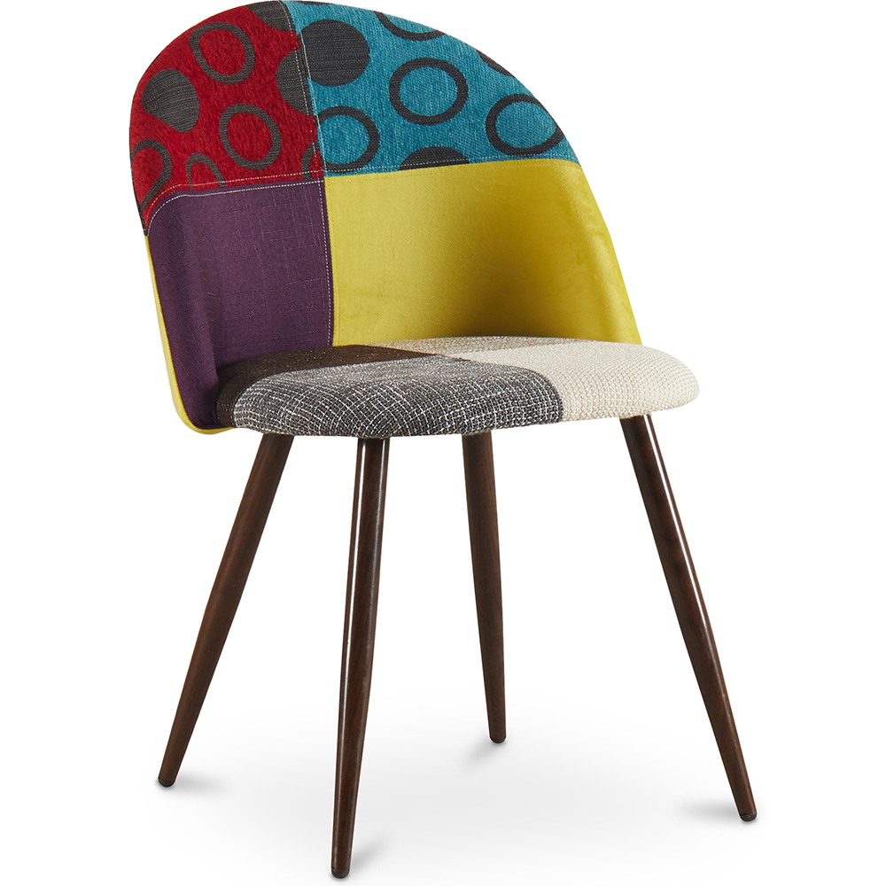  Buy Dining Chair Accent Patchwork Upholstered Scandi Retro Design Dark Wooden Legs - Bennett Jay Multicolour 59940 - in the EU