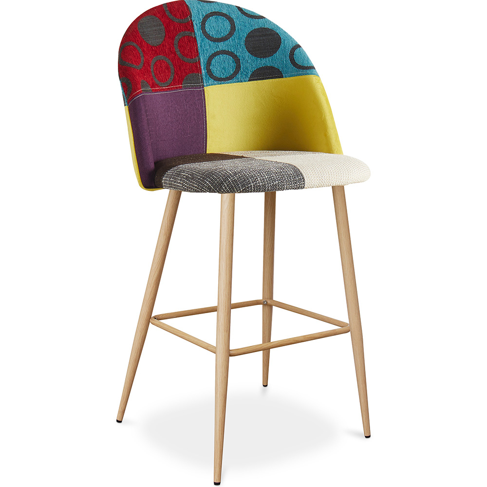  Buy Patchwork Upholstered Stool - Scandinavian Style - Bennett Multicolour 59945 - in the EU